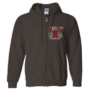 Merry Christmas Leopard Buffalo Red Plaid Full Zip Hoodie