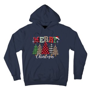 Merry Christmas Leopard Buffalo Red Plaid Hoodie