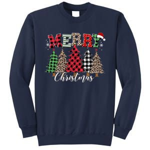 Merry Christmas Leopard Buffalo Red Plaid Sweatshirt