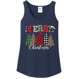 Merry Christmas Leopard Buffalo Red Plaid Ladies Essential Tank