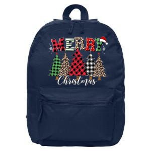 Merry Christmas Leopard Buffalo Red Plaid 16 in Basic Backpack