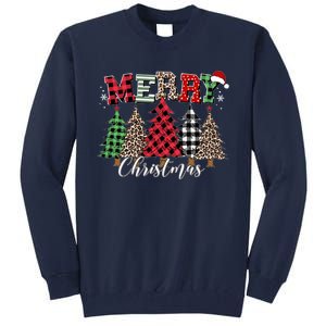 Merry Christmas Leopard Buffalo Red Plaid Tall Sweatshirt