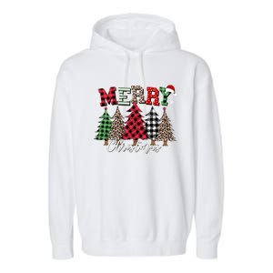 Merry Christmas Leopard Buffalo Red Plaid Garment-Dyed Fleece Hoodie