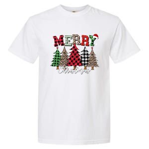 Merry Christmas Leopard Buffalo Red Plaid Garment-Dyed Heavyweight T-Shirt