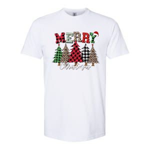 Merry Christmas Leopard Buffalo Red Plaid Softstyle CVC T-Shirt