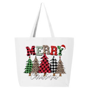 Merry Christmas Leopard Buffalo Red Plaid 25L Jumbo Tote