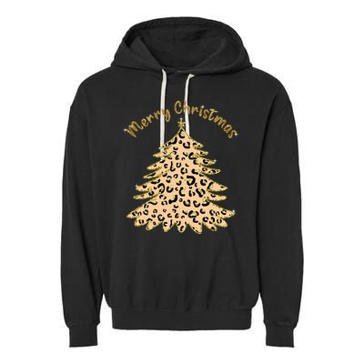 Merry Christmas Leopard Tree Holiday Garment-Dyed Fleece Hoodie