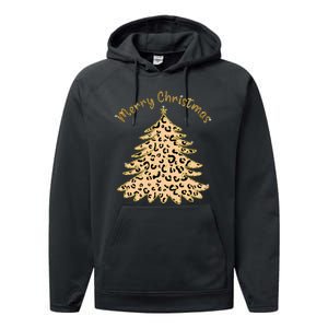 Merry Christmas Leopard Tree Holiday Performance Fleece Hoodie