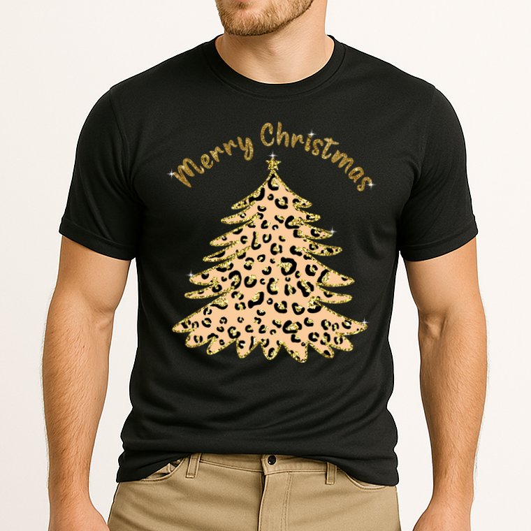 Merry Christmas Leopard Tree Holiday Cooling Performance Crew T-Shirt