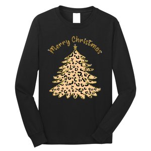 Merry Christmas Leopard Tree Holiday Long Sleeve Shirt