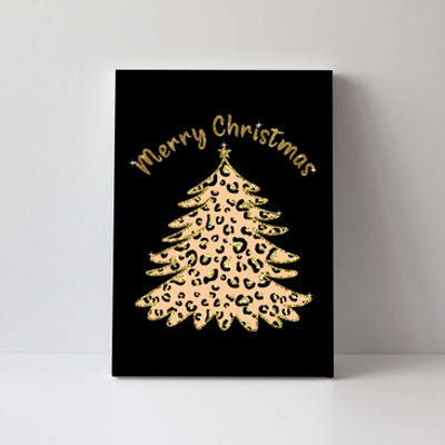 Merry Christmas Leopard Tree Holiday Canvas