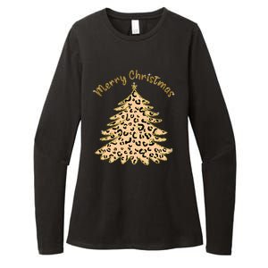 Merry Christmas Leopard Tree Holiday Womens CVC Long Sleeve Shirt