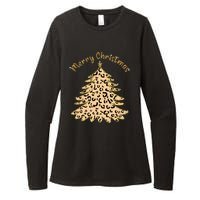 Merry Christmas Leopard Tree Holiday Womens CVC Long Sleeve Shirt