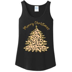 Merry Christmas Leopard Tree Holiday Ladies Essential Tank