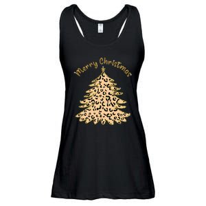 Merry Christmas Leopard Tree Holiday Ladies Essential Flowy Tank