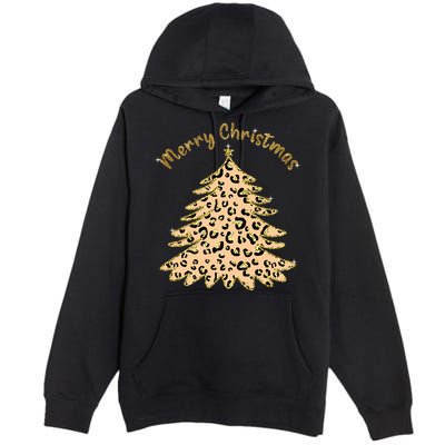 Merry Christmas Leopard Tree Holiday Premium Pullover Hoodie