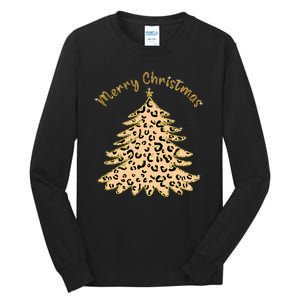 Merry Christmas Leopard Tree Holiday Tall Long Sleeve T-Shirt