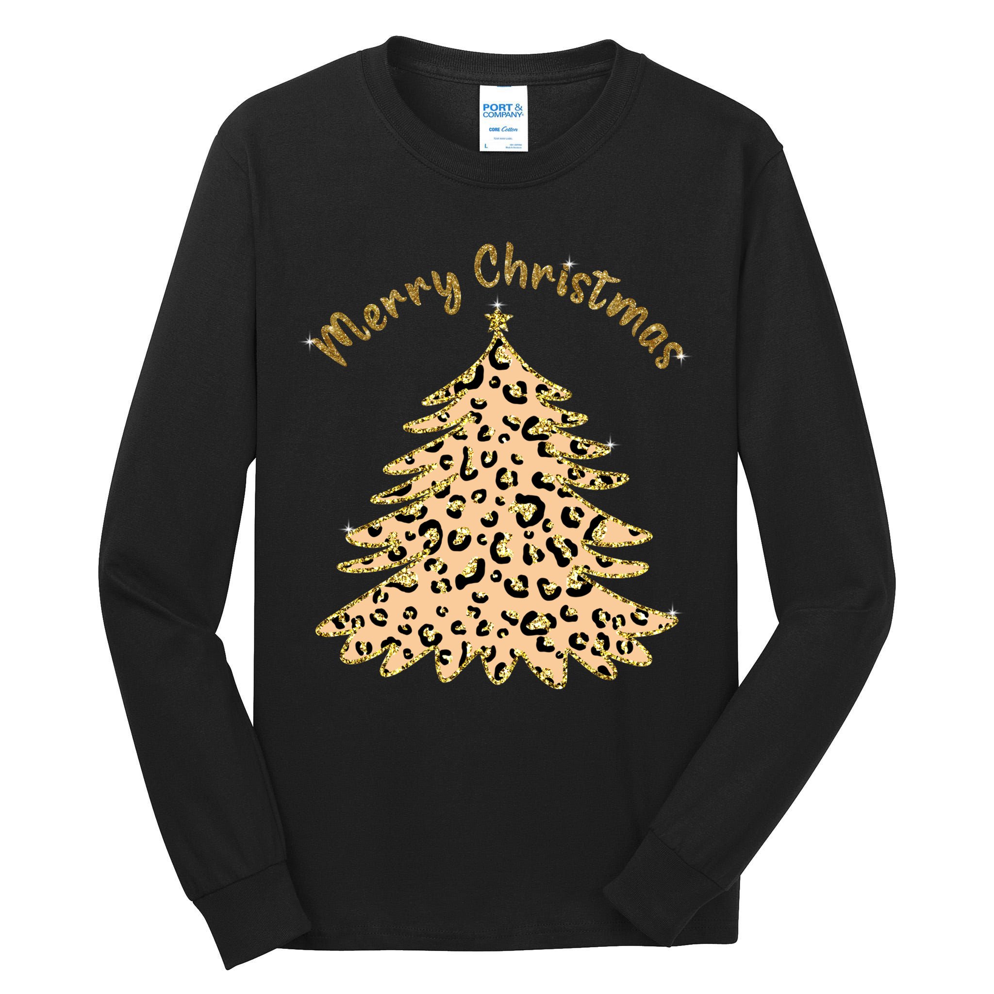 Merry Christmas Leopard Tree Holiday Tall Long Sleeve T-Shirt