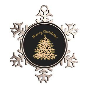 Merry Christmas Leopard Tree Holiday Metallic Star Ornament