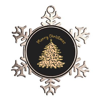 Merry Christmas Leopard Tree Holiday Metallic Star Ornament