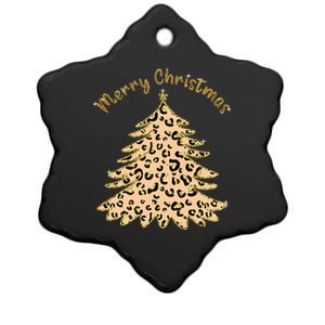 Merry Christmas Leopard Tree Holiday Ceramic Star Ornament