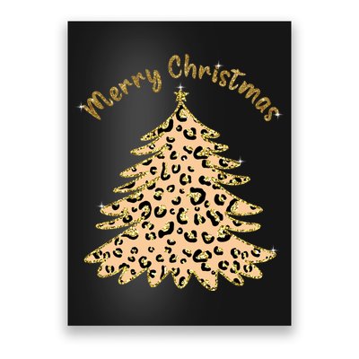 Merry Christmas Leopard Tree Holiday Poster