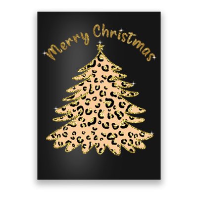 Merry Christmas Leopard Tree Holiday Poster