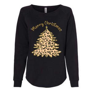 Merry Christmas Leopard Tree Holiday Womens California Wash Sweatshirt