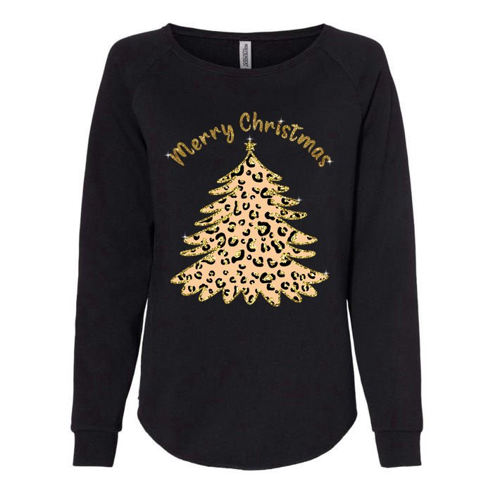 Merry Christmas Leopard Tree Holiday Womens California Wash Sweatshirt