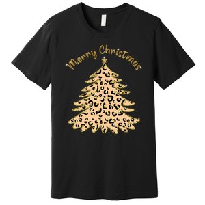 Merry Christmas Leopard Tree Holiday Premium T-Shirt