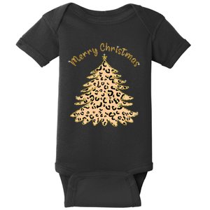 Merry Christmas Leopard Tree Holiday Baby Bodysuit