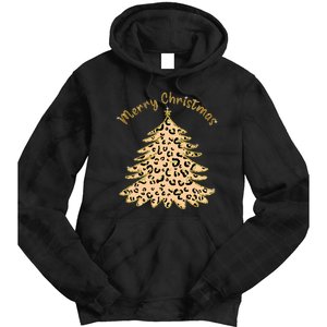 Merry Christmas Leopard Tree Holiday Tie Dye Hoodie