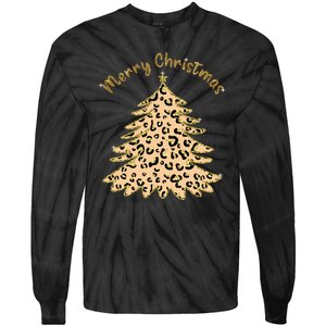 Merry Christmas Leopard Tree Holiday Tie-Dye Long Sleeve Shirt