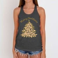 Merry Christmas Leopard Tree Holiday Women's Knotted Racerback Tank