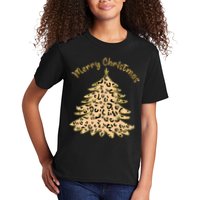 Merry Christmas Leopard Tree Holiday Kids T-Shirt