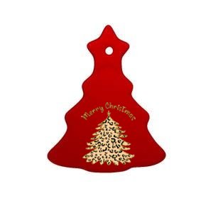 Merry Christmas Leopard Tree Holiday Ceramic Tree Ornament