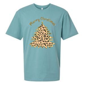 Merry Christmas Leopard Tree Holiday Sueded Cloud Jersey T-Shirt