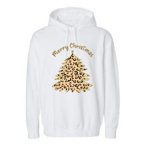 Merry Christmas Leopard Tree Holiday Garment-Dyed Fleece Hoodie