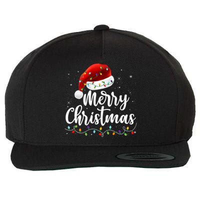 Merry Christmas Lights Red Santa Hat Xmas Family Wool Snapback Cap