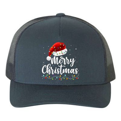 Merry Christmas Lights Red Santa Hat Xmas Family Yupoong Adult 5-Panel Trucker Hat