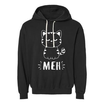 Meowy Cat Lovers Women Meh Cat Funny Cat Garment-Dyed Fleece Hoodie