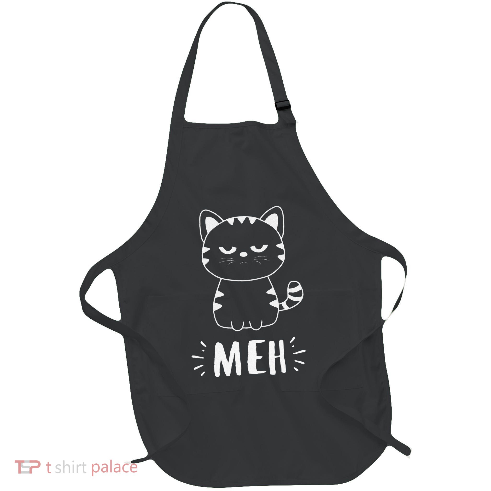 Meowy Cat Lovers Women Meh Cat Funny Cat Apron