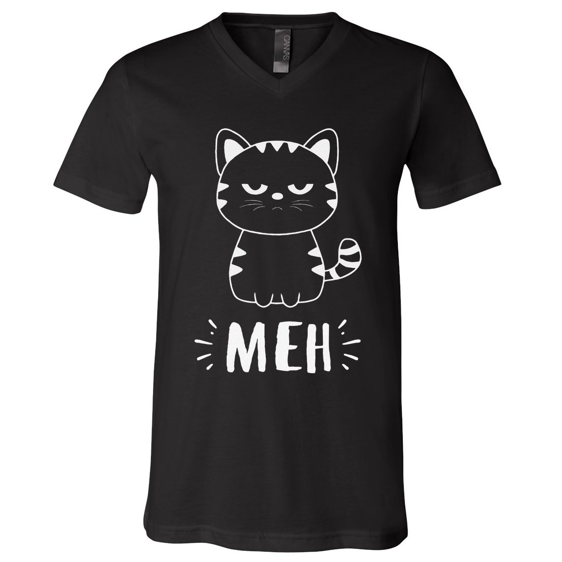Meowy Cat Lovers Women Meh Cat Funny Cat V-Neck T-Shirt