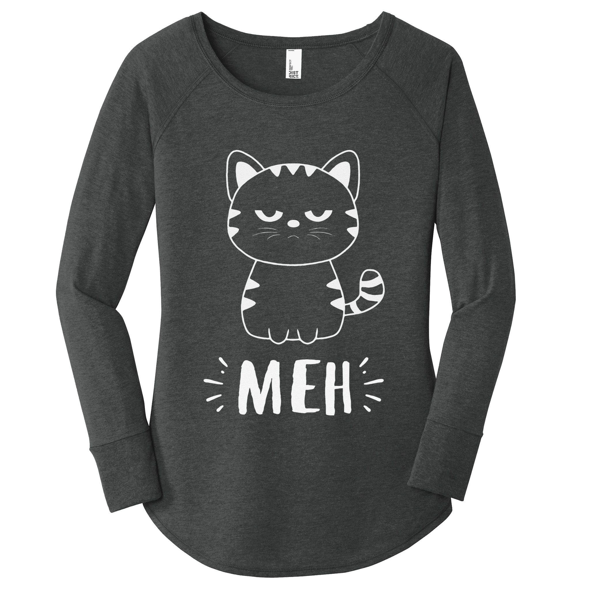 Meowy Cat Lovers Women Meh Cat Funny Cat Women's Perfect Tri Tunic Long Sleeve Shirt