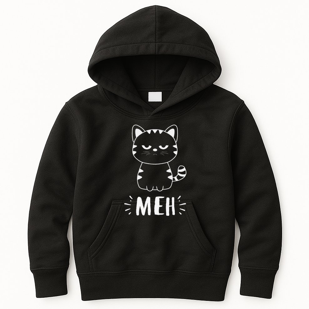 Meowy Cat Lovers Women Meh Cat Funny Cat Kids Hoodie