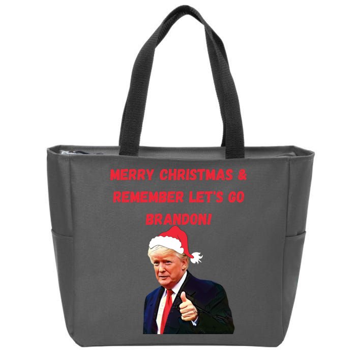 Merry Christmas Let's Go Brandon Trump Zip Tote Bag