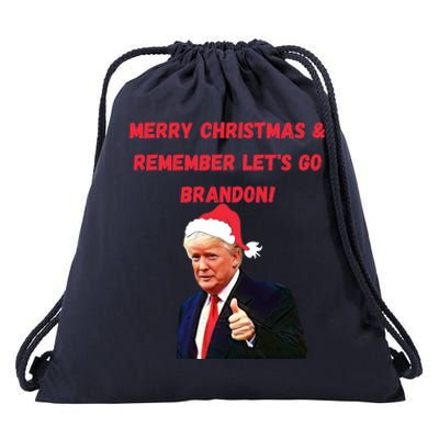 Merry Christmas Let's Go Brandon Trump Drawstring Bag