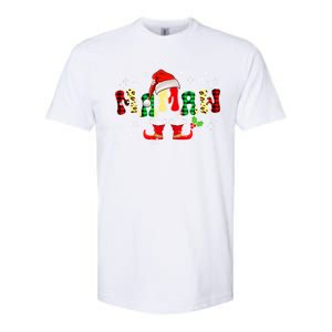 Mamaw Christmas Leopard Plaid Santa Costume Funny Family Gift Softstyle CVC T-Shirt