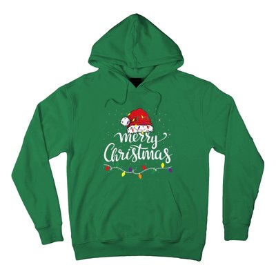 Merry Christmas Lights Red Santa Hat Xmas Family Hoodie