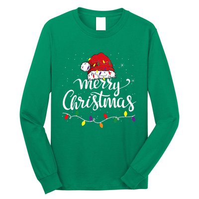 Merry Christmas Lights Red Santa Hat Xmas Family Long Sleeve Shirt